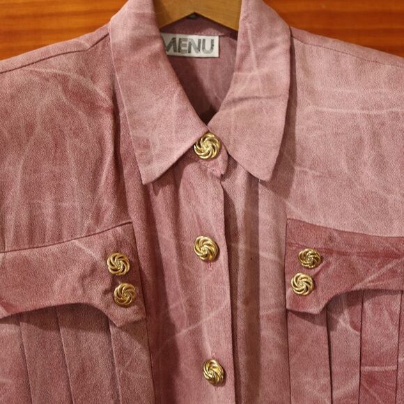 Menu Vintage 80s Tie Dye Purple Lavender Jumpsuit Belted Made in USA Size 10 - Picture 2 of 16